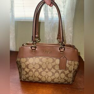 Coach Signature Coated Canvas & Leather Mini Brooke Carryall Satchel NWOT